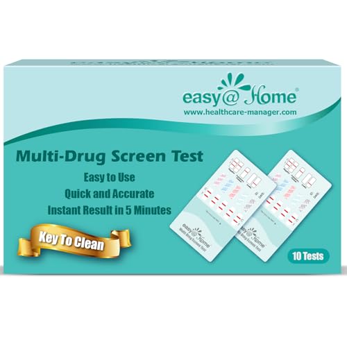 Easy@Home 5 Panel Drug Test Kit : THC, BZO, COC, MET, OPI, 10 Pack Instant Urine Multi-Drug Tests for Tracking Detox Employment Screen -#EDOAP-654