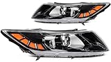 SCITOO Headlight Assembly Fit 2011-2013 for Kia Optima Pair Headlamps Black Housing Amber Reflector 921012T121