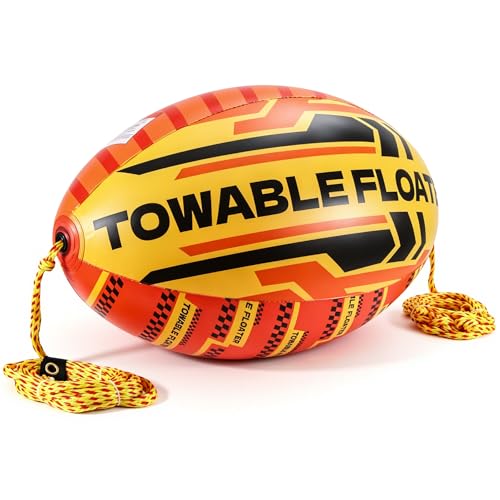 cauzyart Towable Tube Ball Towable Booster Ball for Tubing with 4 100 lb Tensile Strength for Lift and Visibility Towable Tubes for Boating Wakeboarding and More Water Sports 60 ft Rope