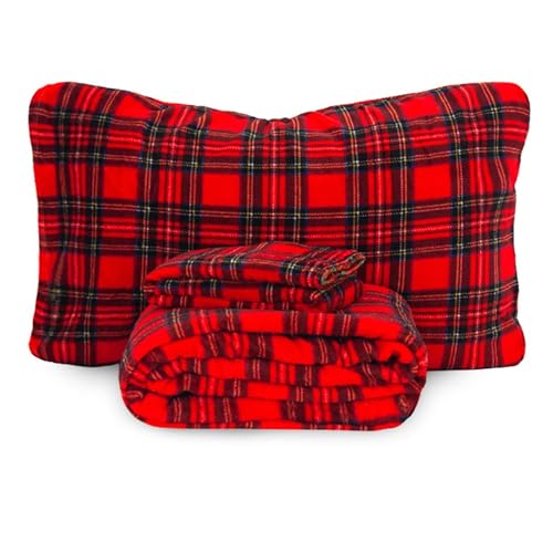 Morbidissimi Set Lenzuola Completo Letto in Pile Coral Tartan con