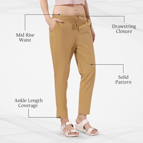 Image of TRASA Ultra Soft Cotton Regular and Plus 8 Colour Cotton Pants for Womens and Girls - Available Sizes : M,L,XL,2XL,3XL,4XL,5XL