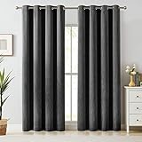 Melodieux Elegant Cotton Room Darkening Blackout Curtains for Living Room Bedroom Thermal Insulated Privacy Grommet Window Curtain Panels, 52 by 96 Inch, Black(1 Panel