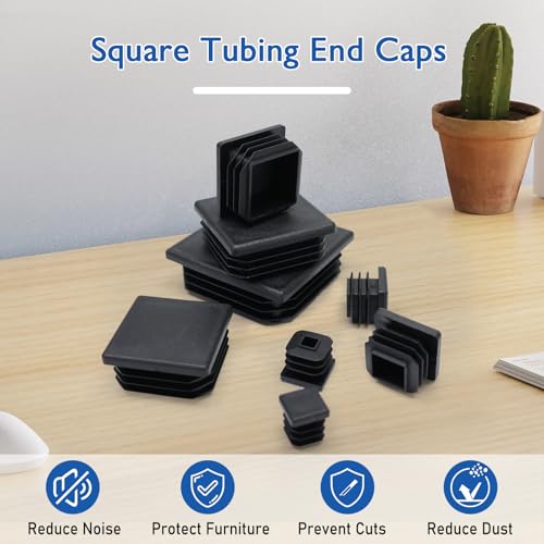 4 PCS 4"x 4" Square Tube End Cap Plastic Plugs, Square Tubing Plug Inserts for Metal Tubing, Fences, Glide Protection from Chair Legs and Furniture, Suitable for 3-5 mm Tube Thickness, Black by BOPOREAE - Image 2