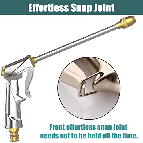 Upgrade Long Rod Garden Hose Nozzle High Pressure 360° Rotaing Brass Metal Water Adjustmen Sprayer Gun For Car Washing, Plants And Lawn, Patio Gardening, Pets Shower (Hose Nozzle + Quick Connector) #TOP3