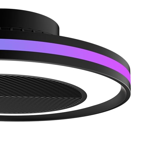 Sulion - Ventilador de Techo con Luz LED CRATO – Motor DC Silencioso, Luz 30W Regulable CCT, Luz Led de colores, Altavoz Bluetooth Integrado, 6 Velocidades, Temporizador, Modo Verano-Invierno - imagen 5