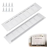 2 Pièces Grille Aeration Aluminium,300x80mm Grille D'aération Rectangulaire/Grilles Ventilation Rectangulaire avec Vis pour la Ventilation des Placards,Penderies et Armoires à Chaussures