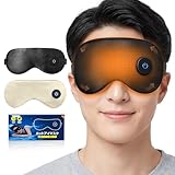 ホットアイマスク 充電式【3段階温度調節 瞬時温熱 軽量】アイマスク 睡眠用 30min自動オフ 3D立体型 99.99%遮光 目の疲れ解消 コードレス 46-58cm長さ調節可能 eye mask お手入れ可 旅行 リラックス 快眠グッズ プレゼント 男女兼用（ブラック）