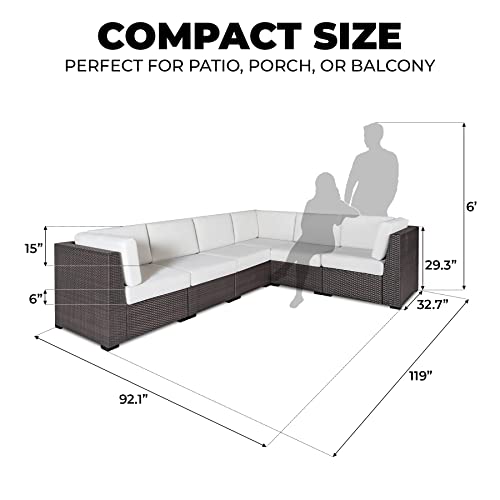 Outland Living Sunshine Coast 2Nd Edition Patio Wicker Aluminum Frame L-Shape Large Sofa, All Weather Outdoor Hdpe Wicker Garden Backyard Conversation Furniture With Weather-Resistant Cushions, Brown #TOP5