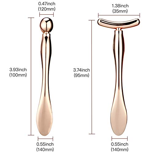 Lisapack 2Pcs Metal Eye Cream Applicator Wand Stick, Massager Tool For Facial Massage, Reduce Puffiness (Rose Gold) #TOP5