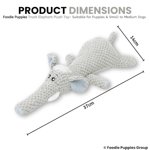 Image of Foodie Puppies Interactive Dog Squeaky Plush Toy (Grey Elephant) | Cotton-Stuffed, Chew Toy for Teething, Cuddling, Playing & Training for Puppies and Small to Medium Dogs