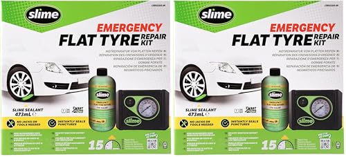 Slime CRK0305-IN Reparación de Pinchazos, Reparación Inteligente, Kit de Emergencia para Neumáticos, Incluye Sellante y Bomba, Apto para Coches y Otros Vehículos de Carretera, Reparación en 15 min