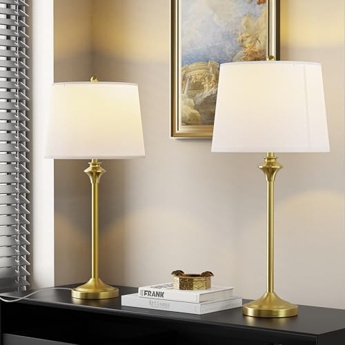 Maxax Brass Gold Table Lamps Set of 2 for Living Room, 26" Modern...