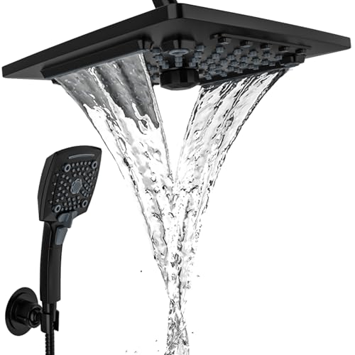 ELLO&ALLO Rain Shower Head with Handheld Spray, Rainfall Shower Head Combo with 60' Hose, Adjustable...