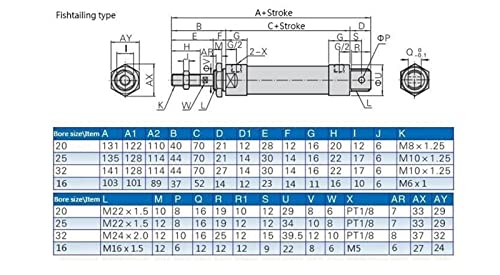 Cylindre pneumatique MAL 25mm double effet pour guidage fluide