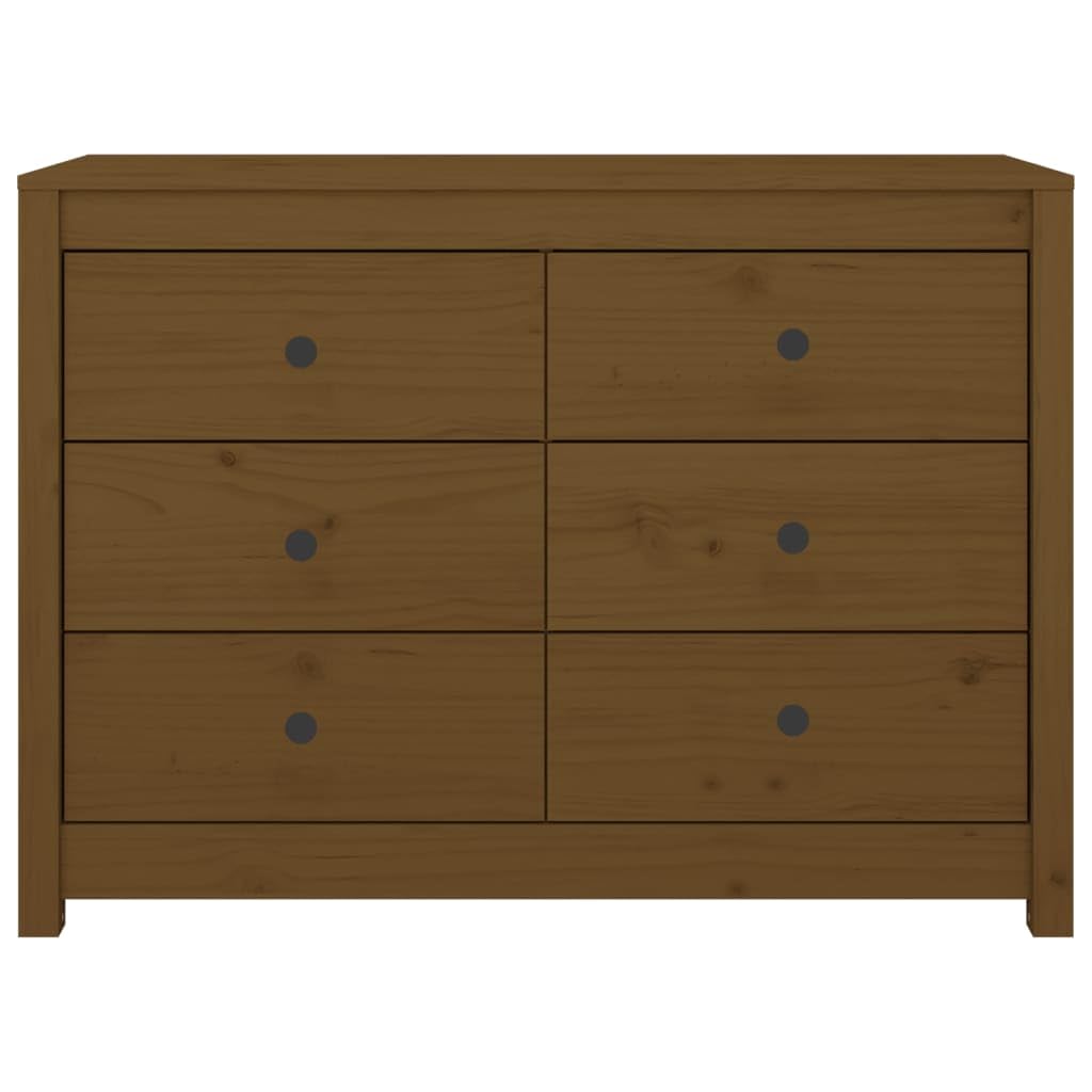 Genérico Armario lateral 100 cm Madera pino macizo, Marrón Miel | Cajones espaciosos, parte superior resistente, fijación de pared incluida, manual de montaje incluido