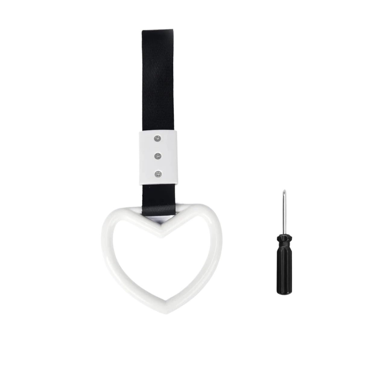 Cidegoo White A Car Warning Rings 1Pcs Train Bus Handle Hand Strap Ring Heart Car Styling Drift Charm Warning Decoration Supplies For Car Decoration(White A)