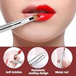 Silver Dual Ended Retractable Lip Brush – Portable Lip Brush for Lipstick & Lip Gloss, Eyeshadow Applicator, Travel-Friendly Makeup Brush, Includes Lid, Great Gift for Makeup Lovers - Image 3