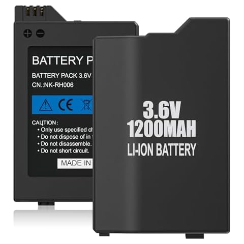 KEKUCULL 2Pcs Rechargeable Battery Real Capacity 1200mAh Lithium Ion Battery Pack Replacement for PSP-2000, PSP-2001, PSP-3000, PSP-3001, PSP-3002, PSP-3004, PSP Lite, and PSP Slim Console Cover