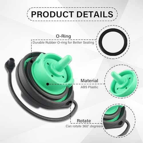 Image of Gas Cap, Fuel Cap with Retaining Strap Replace 8K0201550N, 8K0-201-550-N, 8K0 201 550 N Compatible with Audi - A4, A4 Quattro, A5, A5 Quattro, A8 Quattro, Q5, RS5, S4, S5, S8, SQ5, allroad