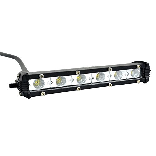 7" Off Road Light Bar Ultra-Slim Single Row 18W Cree LED Fog/Driving/Work Flood Light Compatible with Trucks ATV SUV Cars Bumper Rock + Mounting Brackets (2pcs/Set,7 inch 18W)