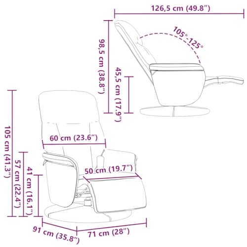 vidaXL Massagesessel, Sessel Verstellbare Rückenlehne Fußteil, Drehbar Fernsehsessel Relaxsessel mit Liegefunktion, Liegesessel Polstersessel Ruhesessel, Dunkelgrau Samt – Bild 4