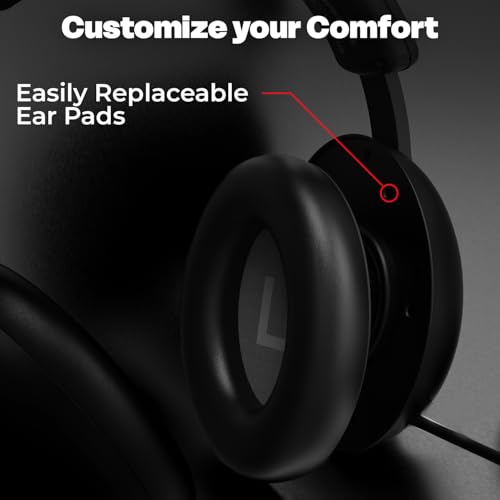 Image of EvoFox Hyperion 7.1 Gaming Headphones with Mic - Black, 50mm Drivers, Software Supported 7.1 Surround Sound, Retractable Mic, Wired (USB A + Type-C), Inline Controls, Over-Ear Swappable Ear Pads