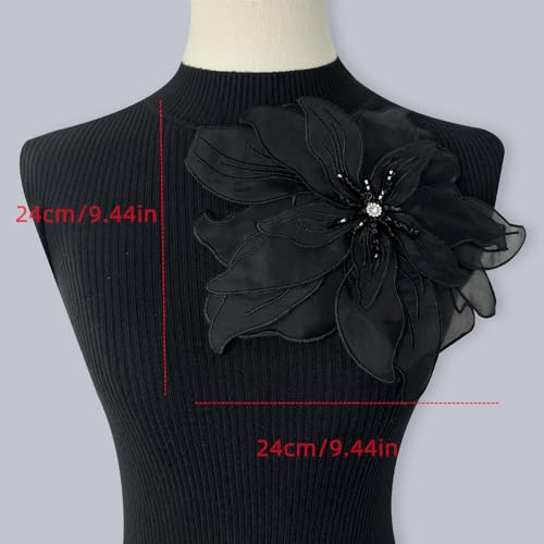 Image of Exaggerated Organza Fabric Flower Brooch Pin for Women Girls Fashion Dainty Layered Big Beaded Corsage Boutonniere Brooches Lapel Pins Delicate Wedding Birthday Holiday Dress Accessories Jewelry Gift