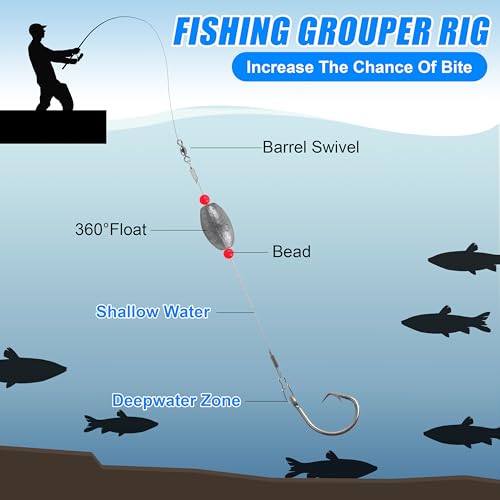 Carolina Rig Catfish Rig Saltwater Bottom Surf Fishing Rigs Flounder Rigs Wire Leaders with Egg Sinkers for Flounder Catfish Grouper Striped Bass Drum Redfish Fishing by AGOOL - Image 5