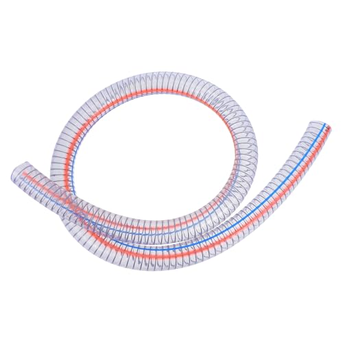 Didiseaon Manguera de Succión para Agua y Transferencia de Líquidos Tubo Espiral de PVC Transparente Alambre de Acero Flexible de 19 MM de Diámetro Interior y 1 Metro Uso Drenaje