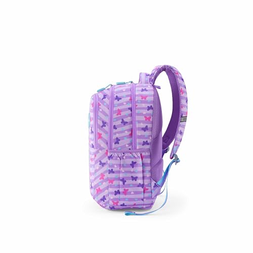 Image of American Tourister Sway | 32 Ltrs | 3 Compartments | Bottle Pocket | Ergonomic Padded Back Panel & Shoulder Straps | School Backpack for Boys & Girls | Butterfly Lavender