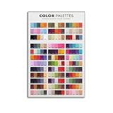 CZNBYYDSJH Color Palette & Color Wheel Poster with Color Coding Charts Canvas Wall Art Aesthetic Decorative Painting Living Roomstyle 12x18inch