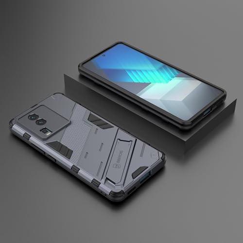 Image of Back Case Cover Compatible for Iqoo Neo 7 Pro 5G, Iqoo Neo 7 5G | 360 Degree Protection | Camera Protection | Kickstand Case | Shockprof Case | (Grey)