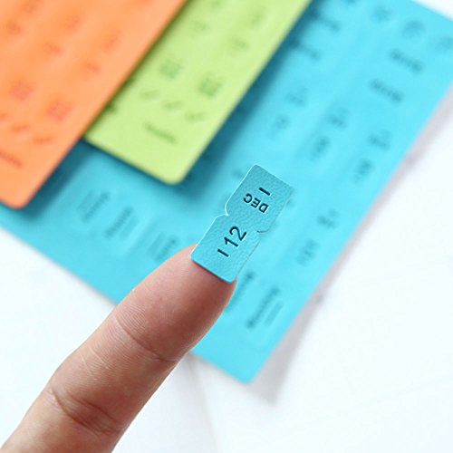 6 Sheets Self Adhesive Tabs, Mini DIY Leather Monthly Calendar Divider Reminder Stickers Flags for Appointment Book Events Diary Scrapbook Personal Planner (Multi-Color) 6PCS