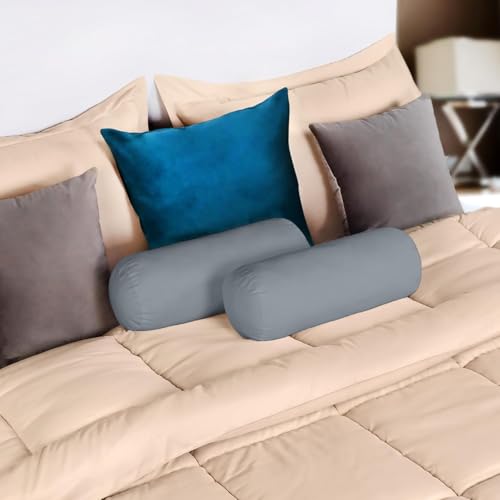 Utopia Bedding Nackenrolle 2er Set, 15x40 cm Kissenrolle Knierolle Zierkissen Sofakissen (Grau)