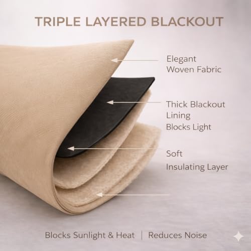 Image of Blackout Curtains for Bedroom Pack of 2 - Beige 6 Feet Long, 4.5 Ft Wide, Thermal Insulated Room Darkening Curtains, Light Blocking, Noise Reducing & Energy Saving Drapes (6 x 4.5 Ft)