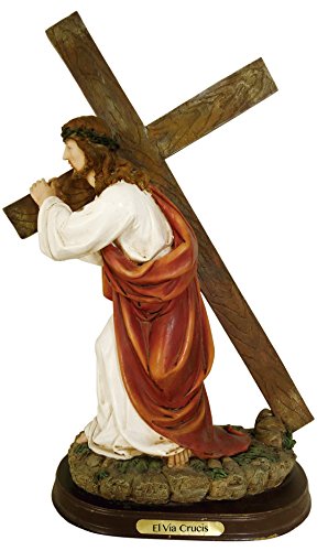Estatua Jesus con Cruz Figura Religiosa 12 Pulgadas miniatura 1