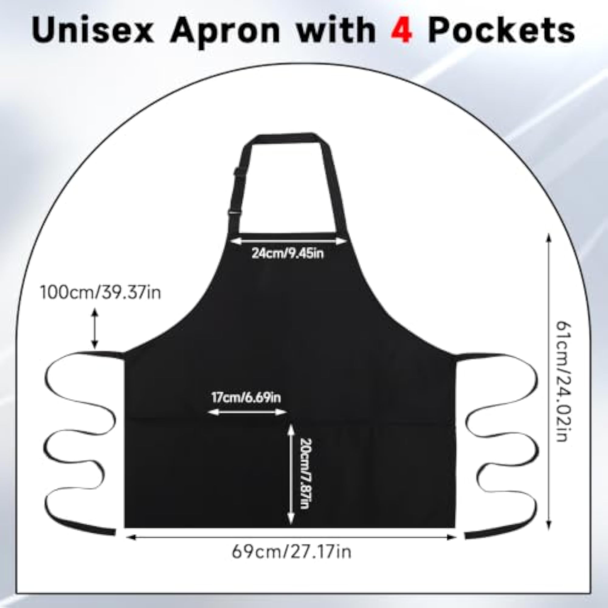 3 Pack Adjustable Bib Apron Chef Kitchen Unisex