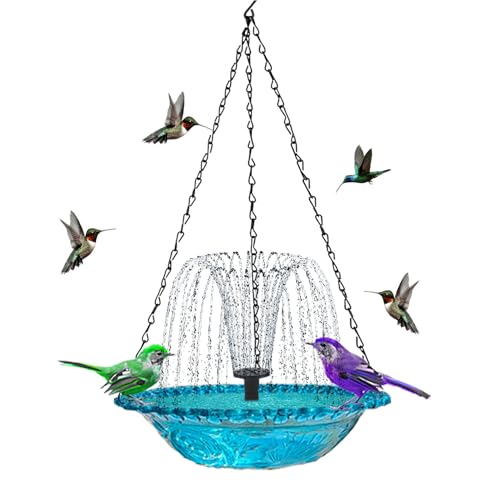 Fuente Solar Baño Pájaros Colgante, Bañera Solar Pájaros Bomba Agua para Exteriores, Fuente Solares Colgante Baño Pájaro, Solares Cascada Baños Colibríes, para Decoración Jardín