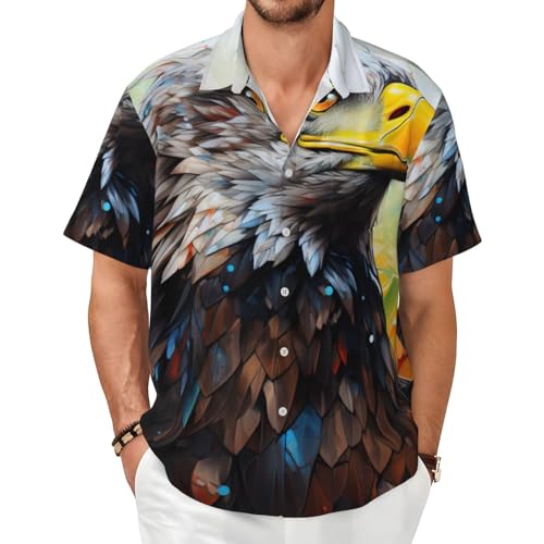 Chemise homme imprimé aigle manches courtes vêtement décontracté doux et fluide pour look été