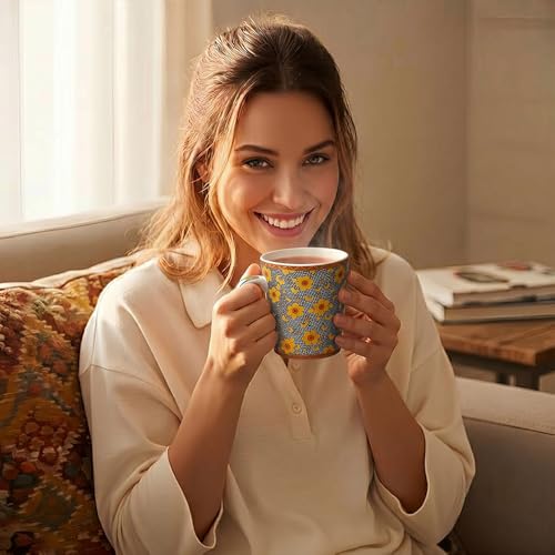 Image of U.P.C.Milk Mug Set of 2 | Ceramic & Bone China Coffee Milk Cups | Designer Printed Tea Coffee Mug Set | Large Capacity Milk Mugs | Microwave Safe Cup Set | Kitchen Drinkware Gift Set (UPC MM-A06)