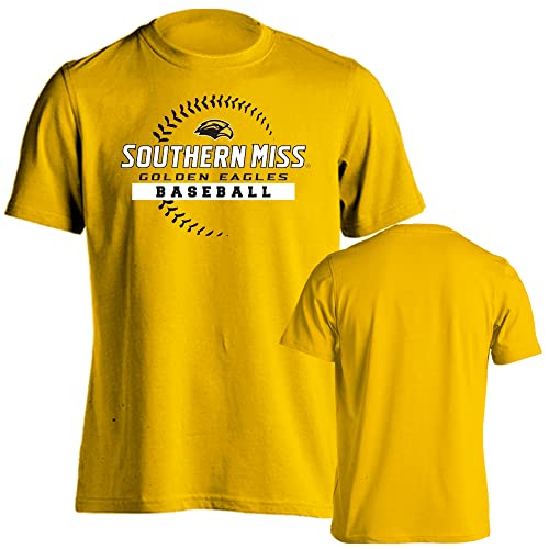 Sport Your Gear Southern Miss Baseball Seams Collegiate Fan T-Shirt (Gold -XL)