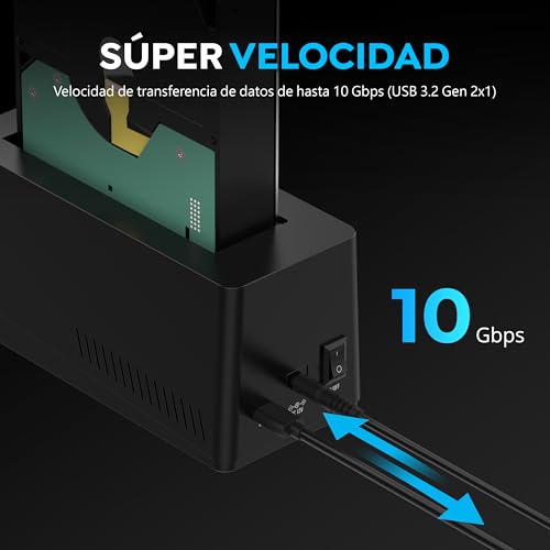Docking Station USB-C Sabrent DS-UC1B para SSD SATA 2.5 3.5 Mac Windows 10Gbps 5