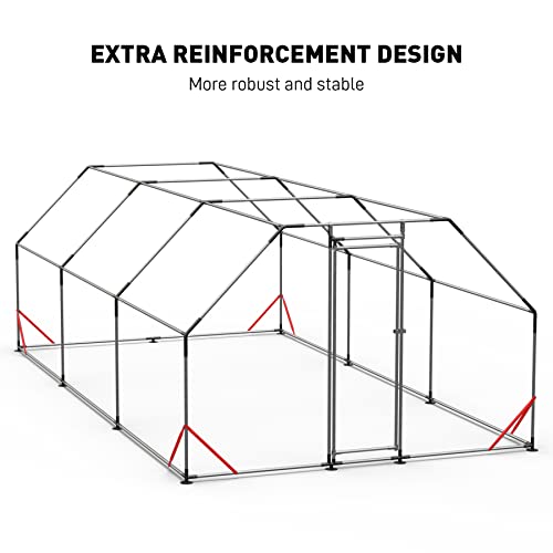Ouyessir Outdoor Metal Chicken Coop, Large Walk-In Chicken Run Pen With Waterproof Cover, Rabbit Habitat Flat Shaped Poultry Cage For Backyard Farm Use (10'L X 20'W X 6.36'H) #TOP1