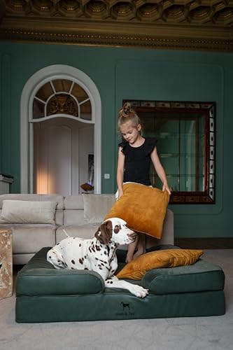 Image of NOAH & PAW XL Dog Bed, 45x35x11 Inch, Orthopedic Large Dog Beds, Eggshell Memory Foam Infused with Cooling Gel, Inner Cover, Water Resistant, Machine Washable (Faux Leather)