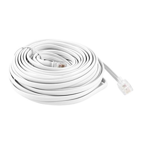 RilexAwhile White Male RJ11 to Male RJ11 6P4C Modular Telephone Extenstion Lead Cable Cord 9M 30ft