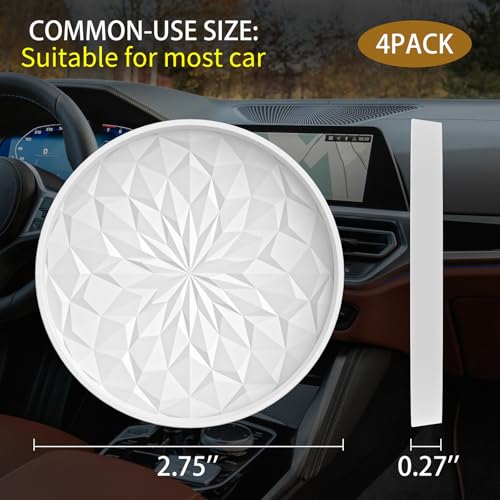 Image of ME.FAN Car Coasters for Cup Holders [4 Pack] - 2.75In Silicone Auto Mug Mats - Universal Non-Slip Recessed Car Interior AccessoriesWhite
