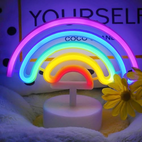Multicolor Rainbow Neon Sign USB/Battery Operated LED Light for Table Dorm