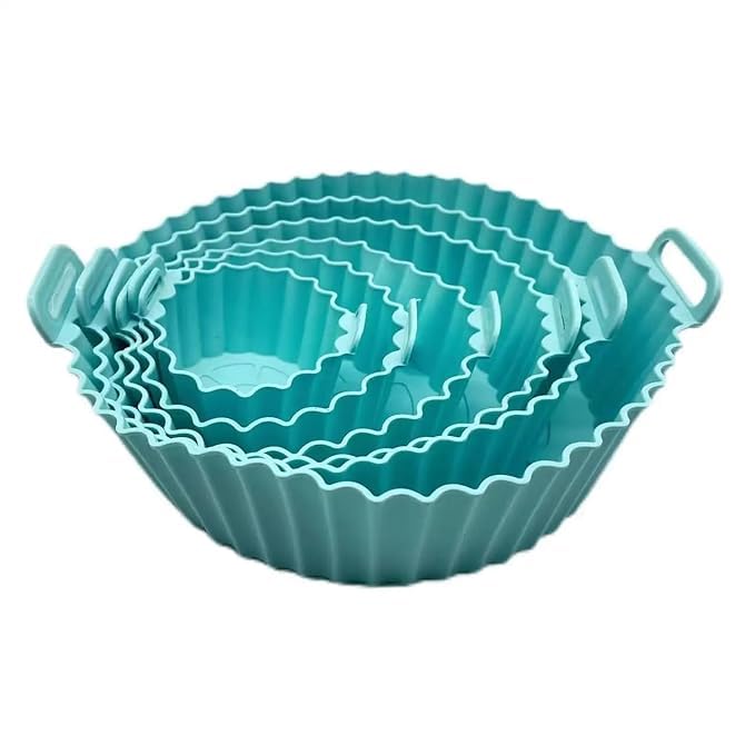 SMTPTL Air Fryer Silicone Pot Round Liners, Reusable Non-Stick Basket Baking Tray, Heat-Resistant Airfryer Oven Accessories (Pack of 1) (6 Pcs Combo) Multicolour-image-21