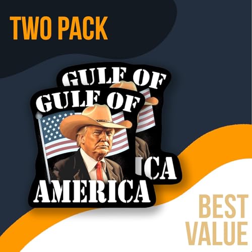 Image of Gulf of America Joke DJT Sticker - Funny Gulf of Mexico Meme Joke Pack - Car Truck Bumper Laptop Flat Surface - 5 Inches 2 Pack - Made in USA - AAS0467 -FBA