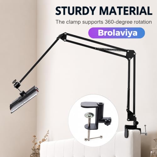 Image of BROLAVIYA Large Desk Base Clamp Mount for Microphone Boom Scissor Arm, Table C Clip for Articulating arm Stand, or Mic Stand Fits Up to 2.36 inch 6cm Thickness